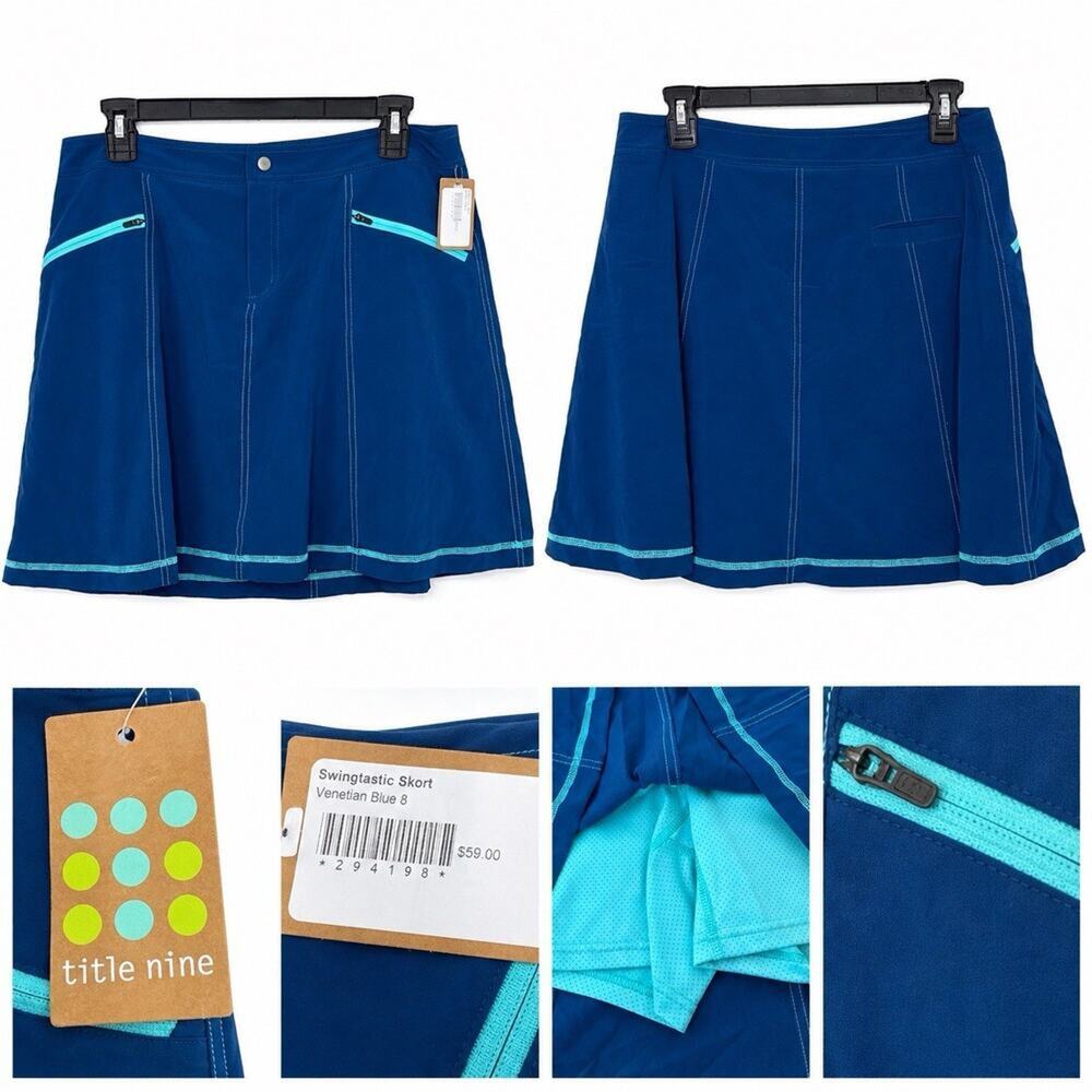 Title Nine Swingtastic Skort Size 8 Venetian Blue Athletic Hiking Golf Skirt